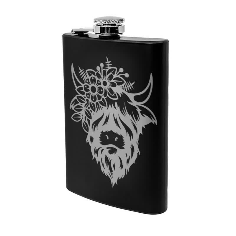 Termo portátil de acero inoxidable con diseño de vaca y flores, de 3 a 8 oz
