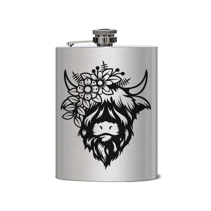 Termo portátil de acero inoxidable con diseño de vaca y flores, de 3 a 8 oz