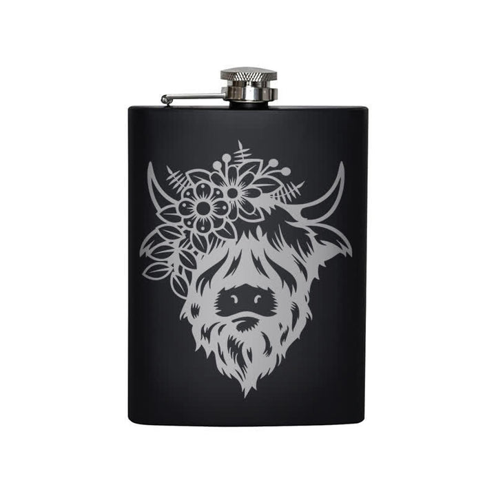 Termo portátil de acero inoxidable con diseño de vaca y flores, de 3 a 8 oz