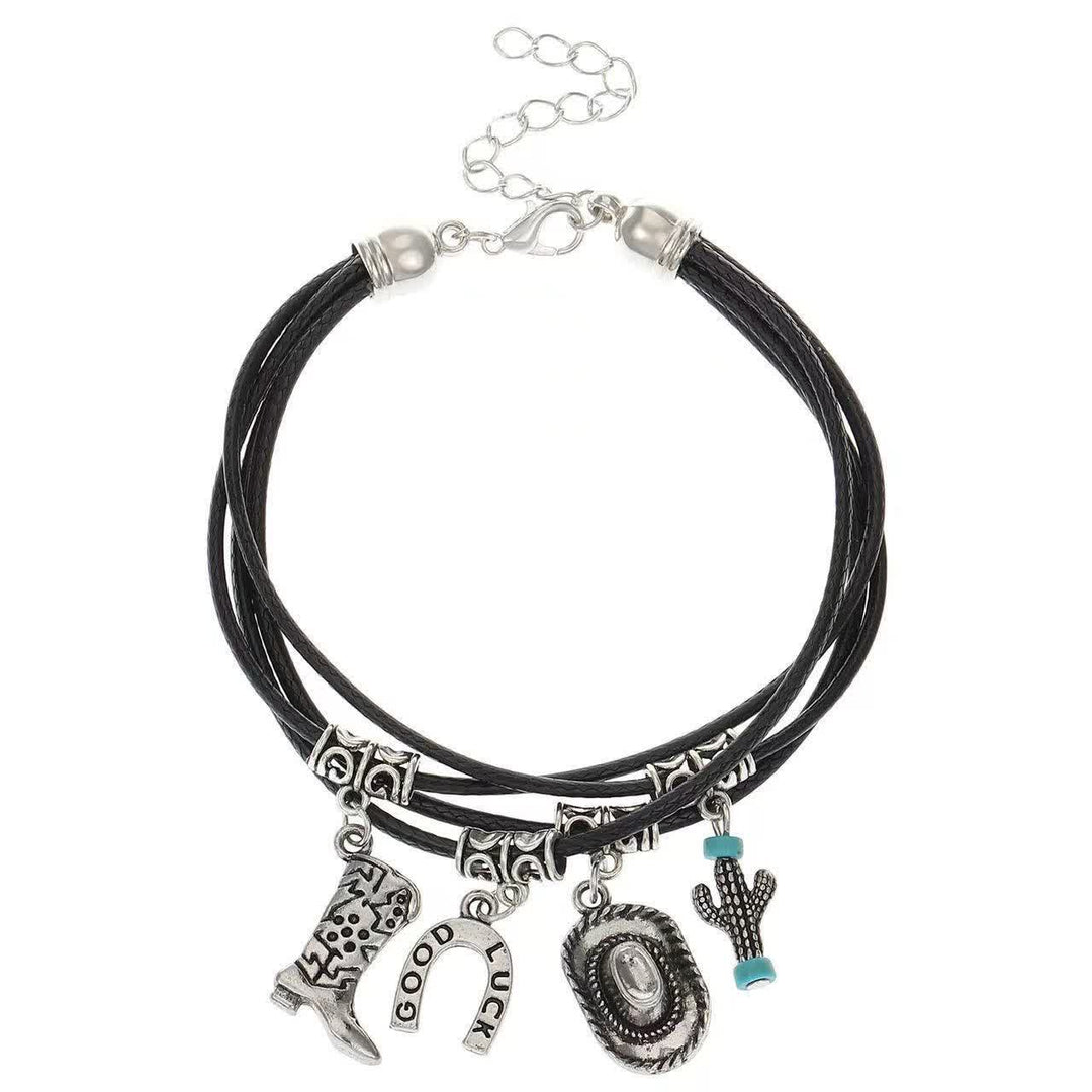 Pulsera multicapa estilo salvaje oeste con collar de vaquero