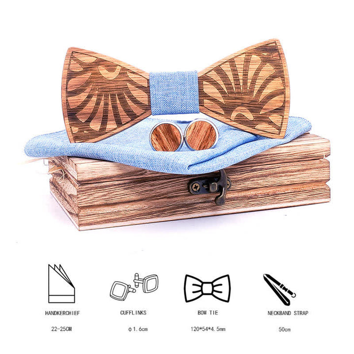 Juego de 3 pajaritas de madera maciza talladas con forma de diente de león para hombre