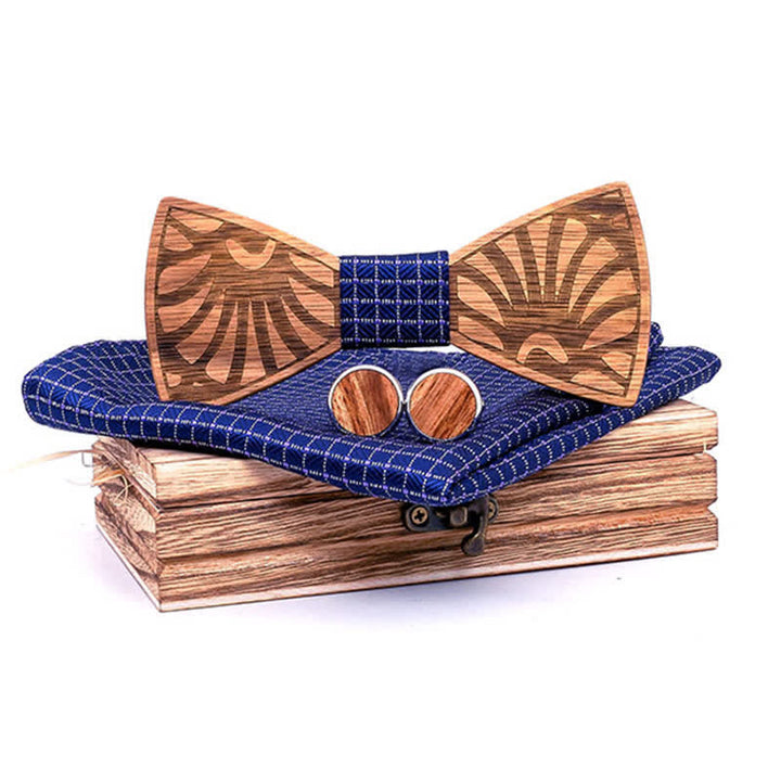 Juego de 3 pajaritas de madera maciza talladas con forma de diente de león para hombre