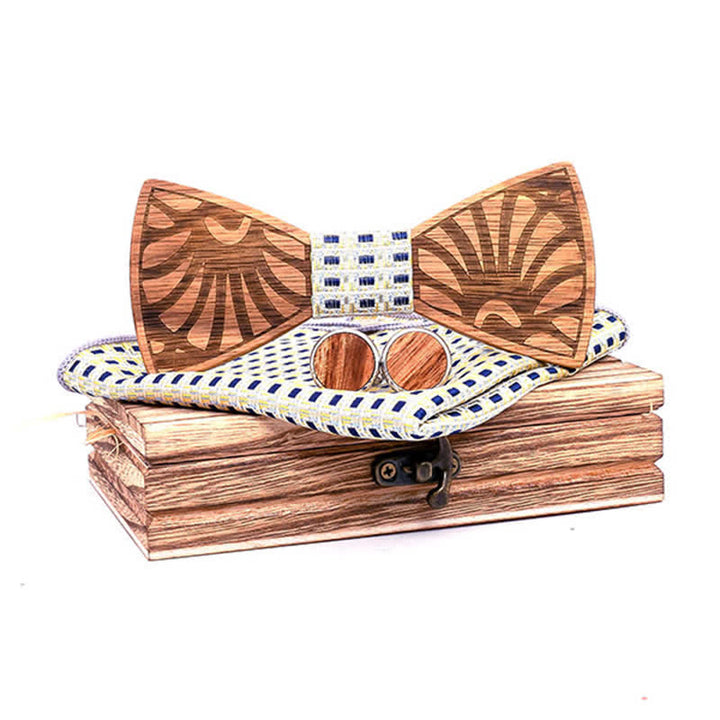 Juego de 3 pajaritas de madera maciza talladas con forma de diente de león para hombre