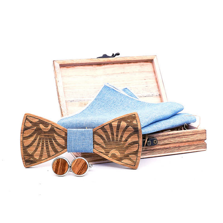 Juego de 3 pajaritas de madera maciza talladas con forma de diente de león para hombre