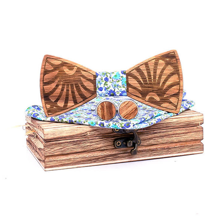 Juego de 3 pajaritas de madera maciza talladas con forma de diente de león para hombre
