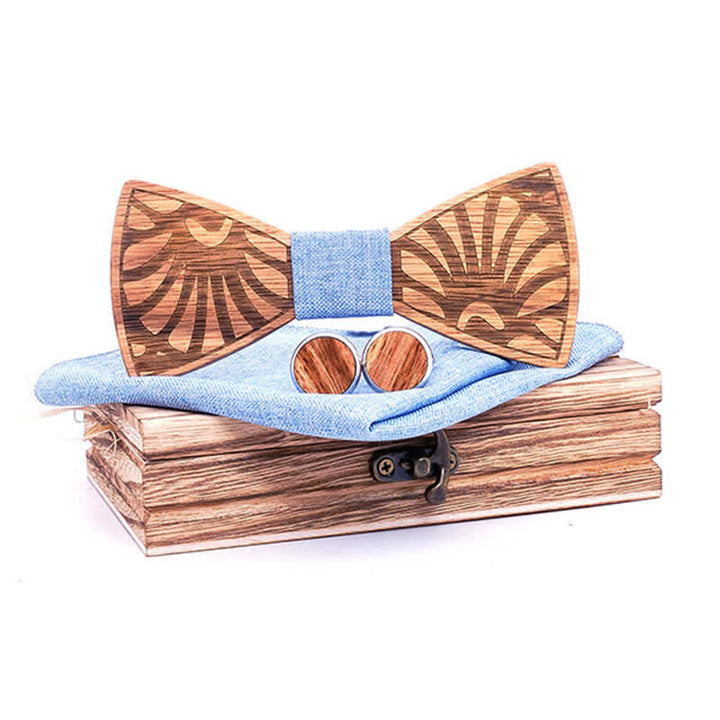 Juego de 3 pajaritas de madera maciza talladas con forma de diente de león para hombre