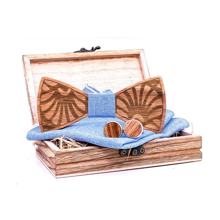 Juego de 3 pajaritas de madera maciza talladas con forma de diente de león para hombre