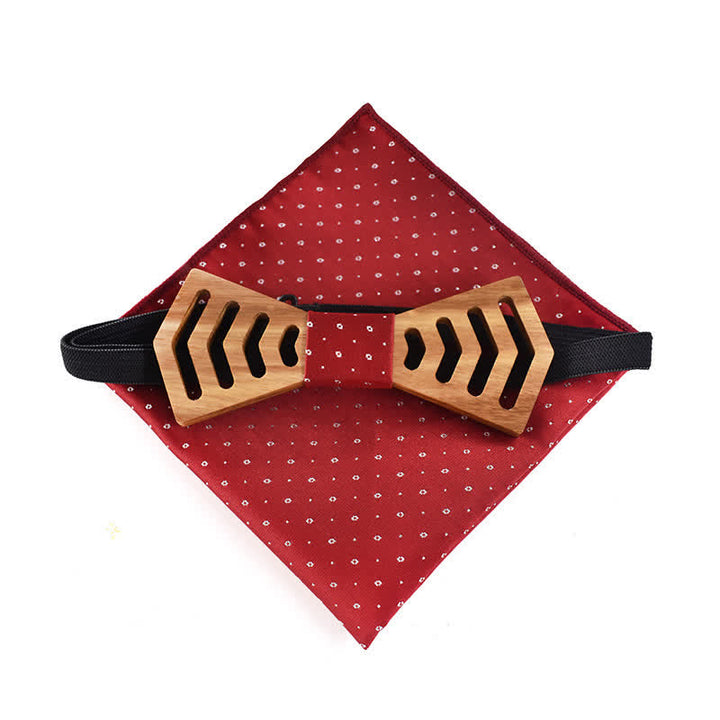 Juego de 2 pajaritas de madera con forma regular y recortes novedosos para hombres.