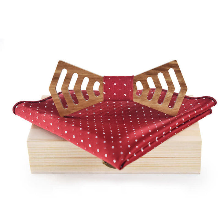 Juego de 2 pajaritas de madera con forma regular y recortes novedosos para hombres.