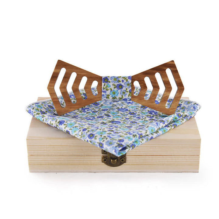 Juego de 2 pajaritas de madera con forma regular y recortes novedosos para hombres.