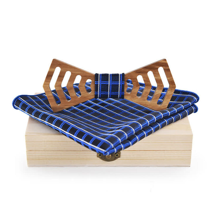 Juego de 2 pajaritas de madera con forma regular y recortes novedosos para hombres.