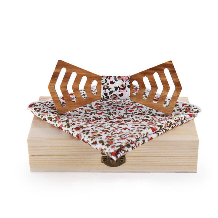 Juego de 2 pajaritas de madera con forma regular y recortes novedosos para hombres.
