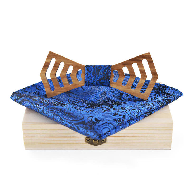 Juego de 2 pajaritas de madera con forma regular y recortes novedosos para hombres.