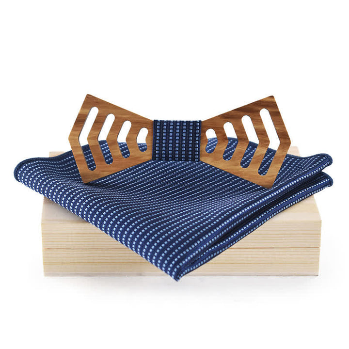 Juego de 2 pajaritas de madera con forma regular y recortes novedosos para hombres.