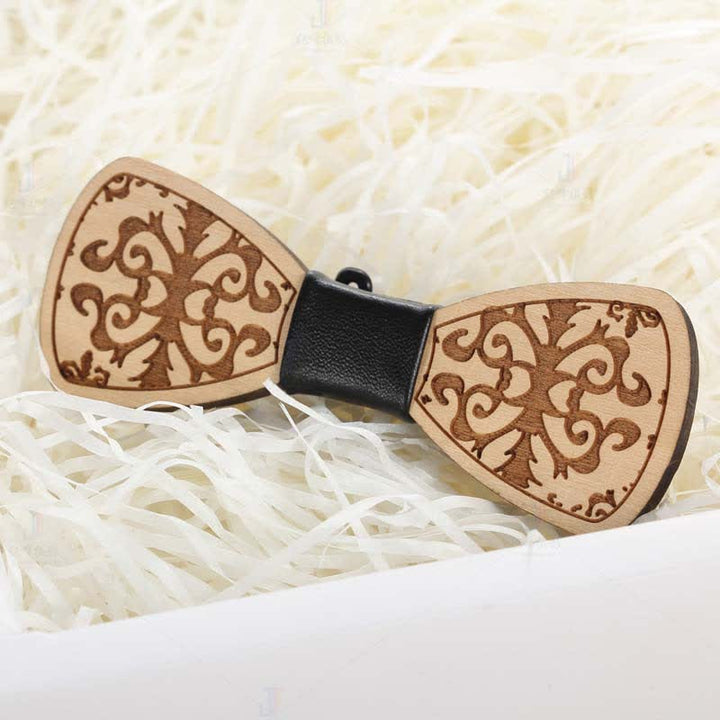 Accesorios para bodas de hombres Pajarita de madera tallada