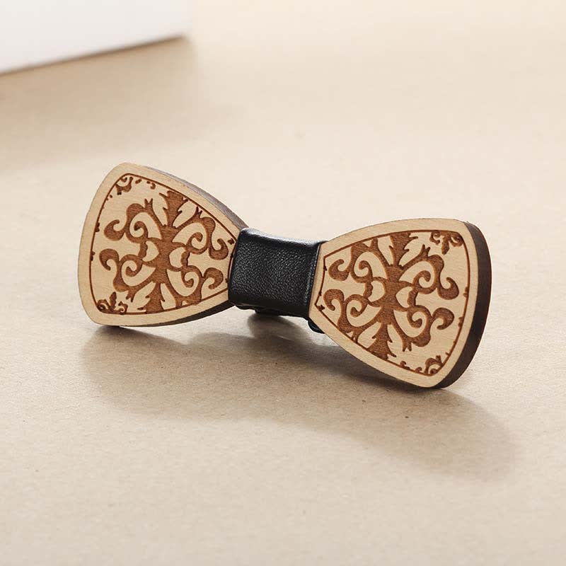 Accesorios para bodas de hombres Pajarita de madera tallada
