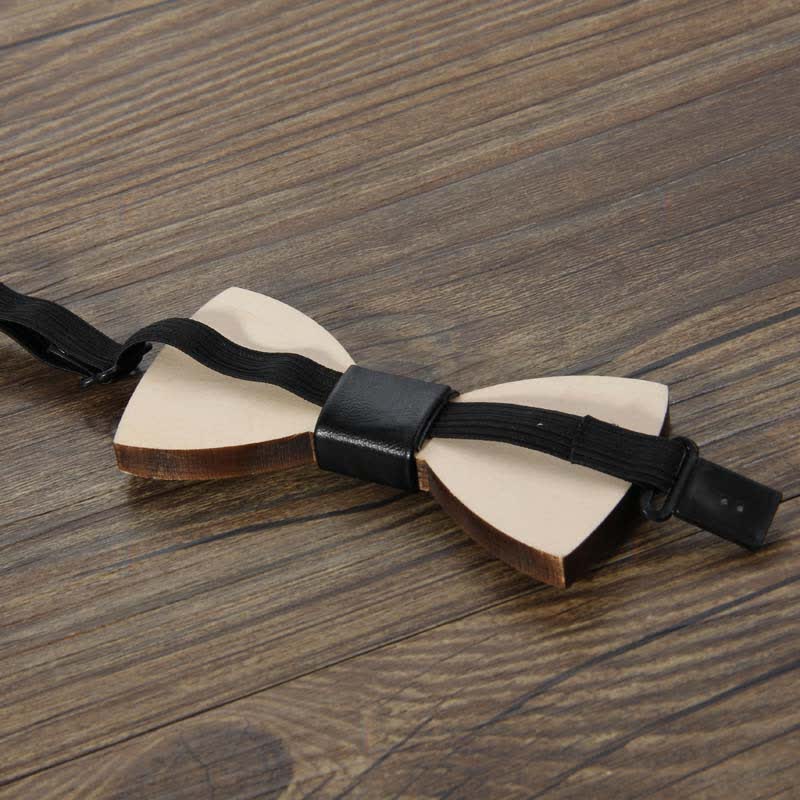 Accesorios para bodas de hombres Pajarita de madera tallada