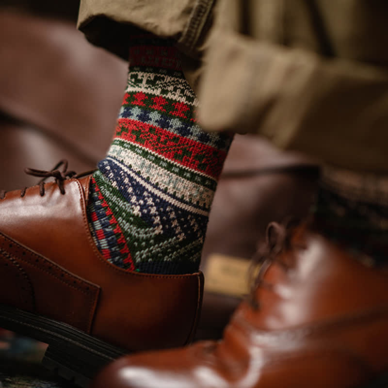Calcetines de algodón vintage con estampado geométrico.
