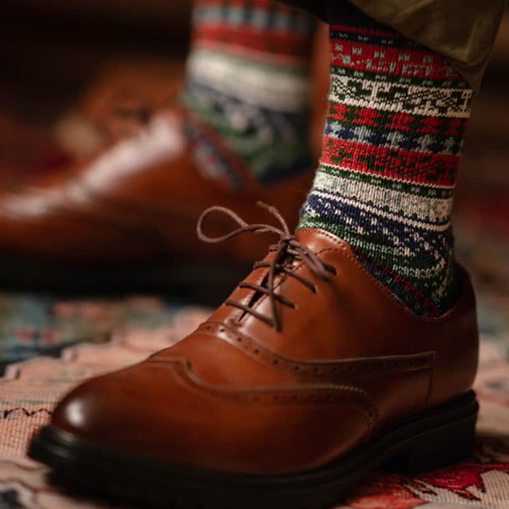 Calcetines de algodón vintage con estampado geométrico.