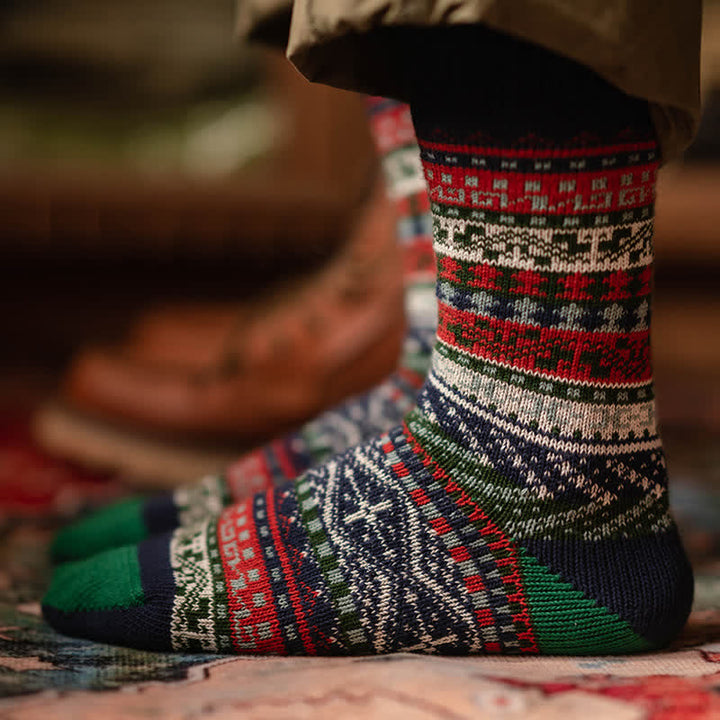 Calcetines de algodón vintage con estampado geométrico.