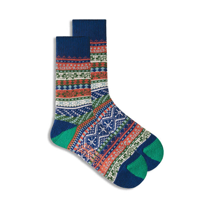 Calcetines de algodón vintage con estampado geométrico.