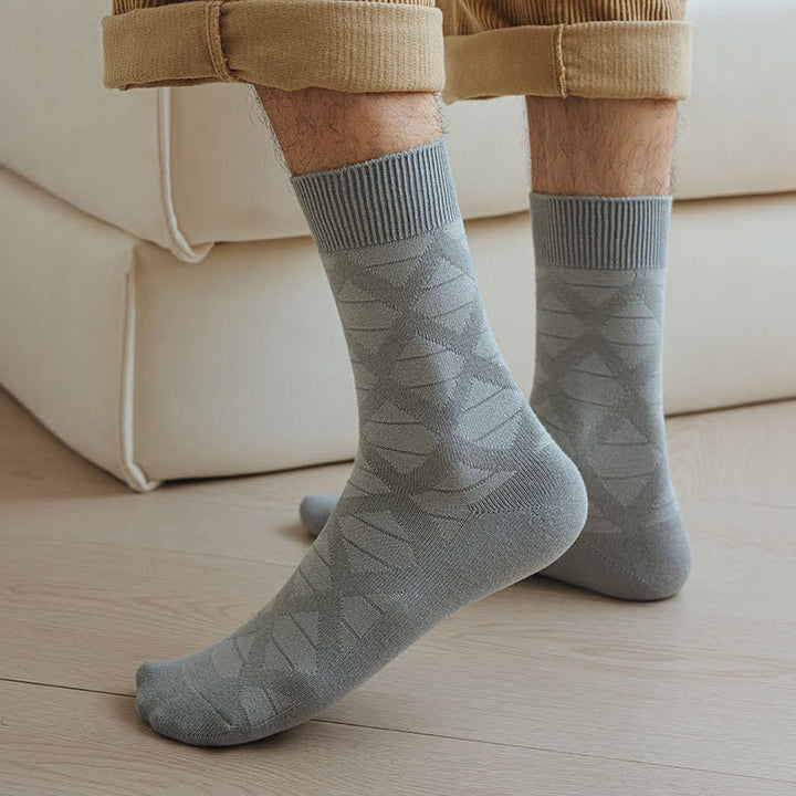 Calcetines de algodón tejidos a cuadros con estampado de diamantes