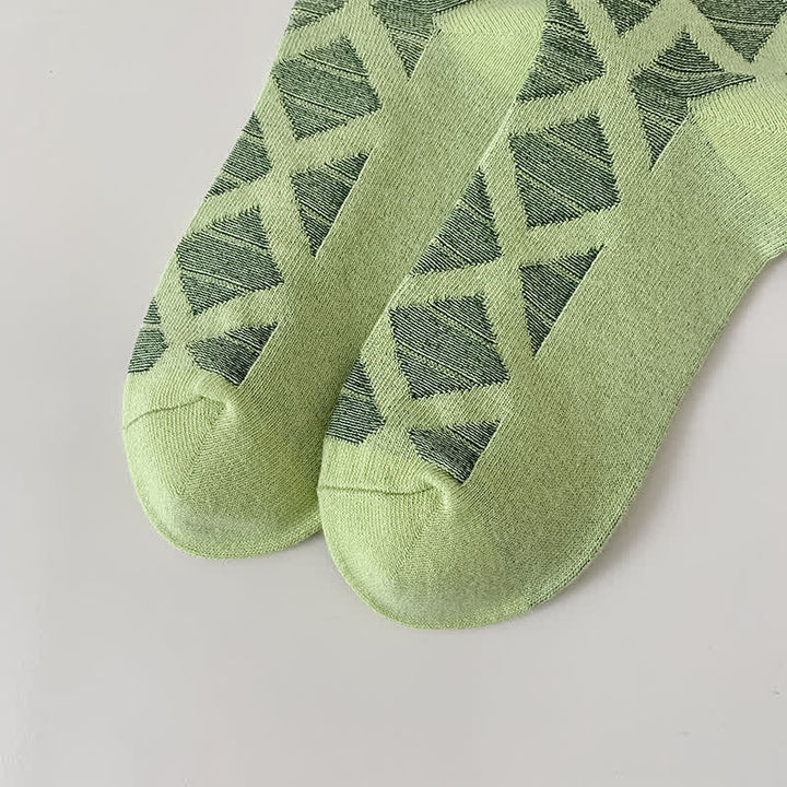 Calcetines de algodón tejidos a cuadros con estampado de diamantes