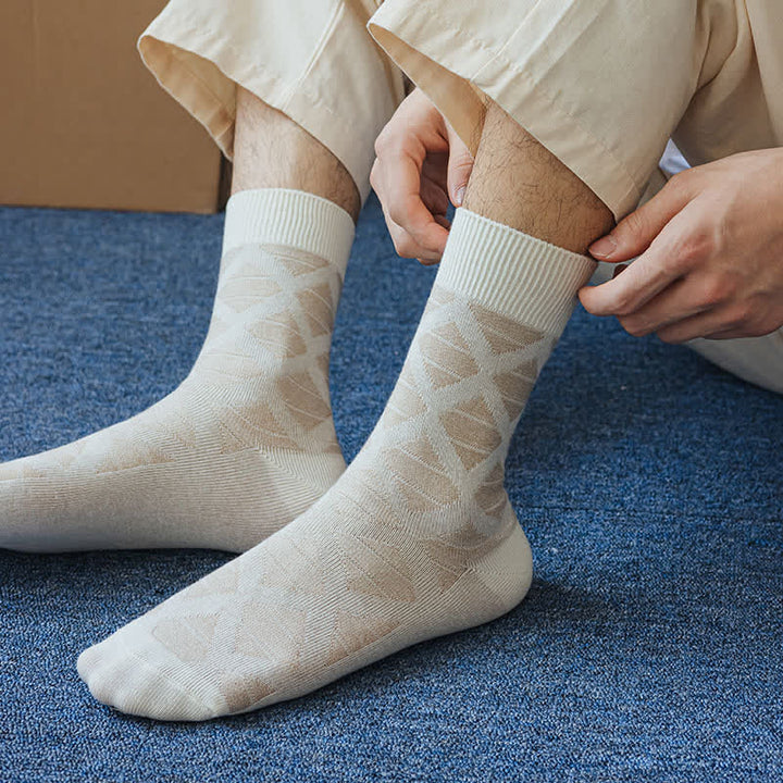 Calcetines de algodón tejidos a cuadros con estampado de diamantes