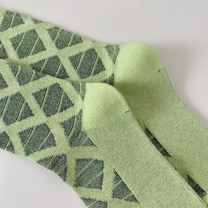 Calcetines de algodón tejidos a cuadros con estampado de diamantes
