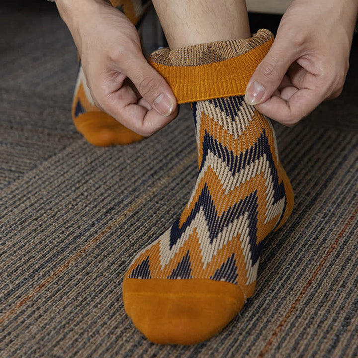 Calcetines de algodón con estampado retro en zigzag