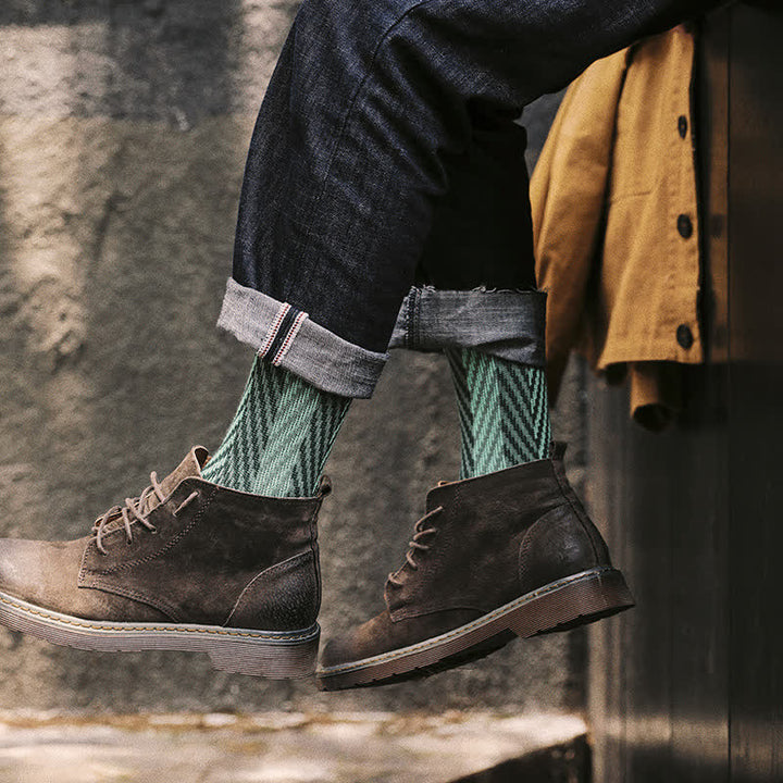 Calcetines de algodón estilo fin de semana con estampado en zigzag de dos tonos
