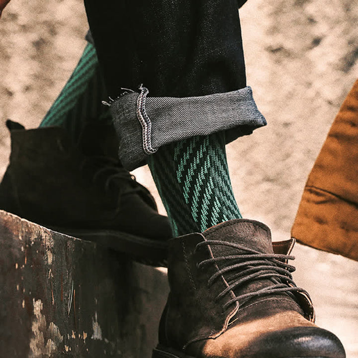 Calcetines de algodón estilo fin de semana con estampado en zigzag de dos tonos