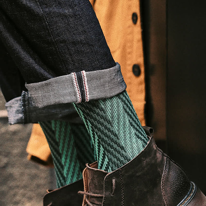 Calcetines de algodón estilo fin de semana con estampado en zigzag de dos tonos