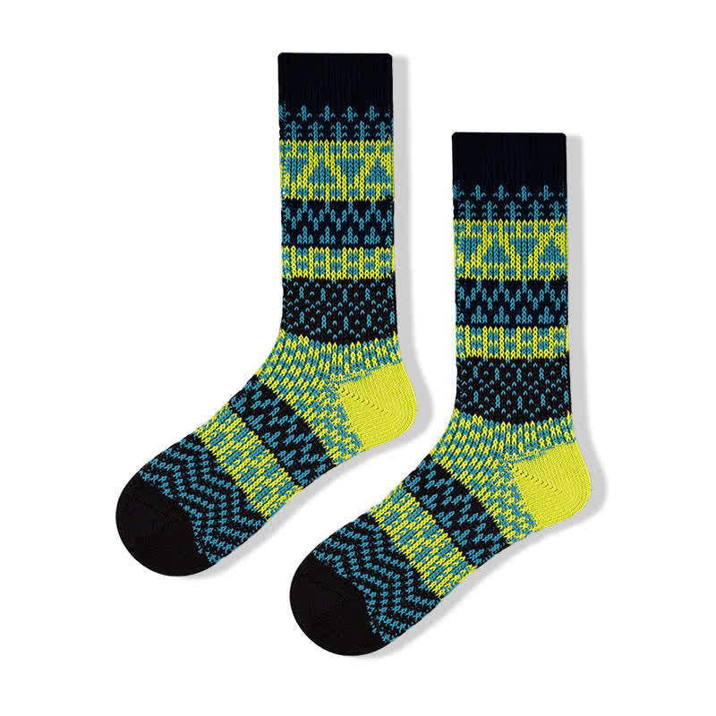 Calcetines de algodón a rayas con estampados étnicos coloridos
