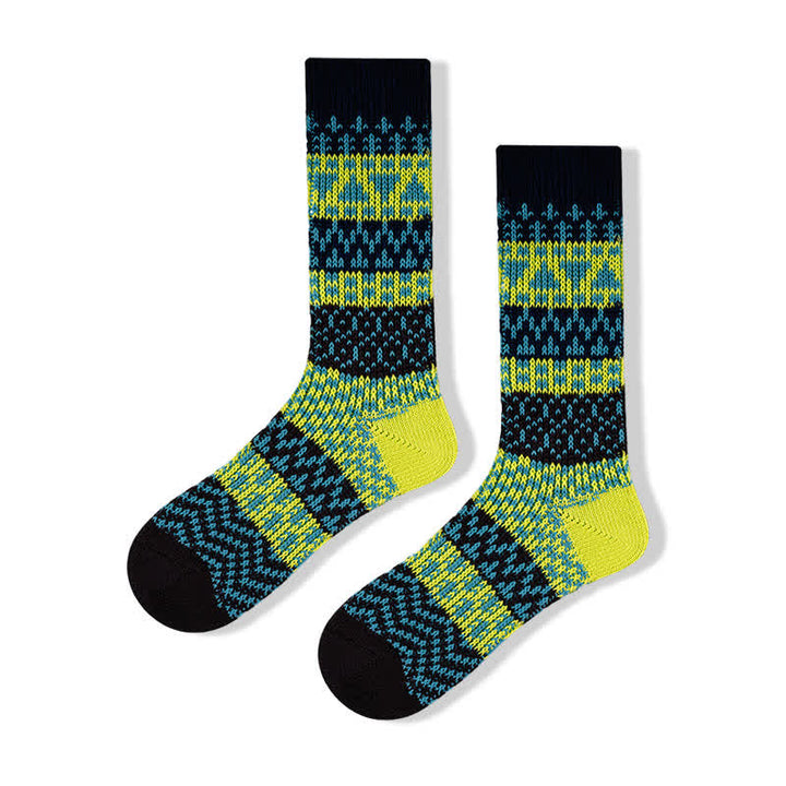 Calcetines de algodón a rayas con estampados étnicos coloridos