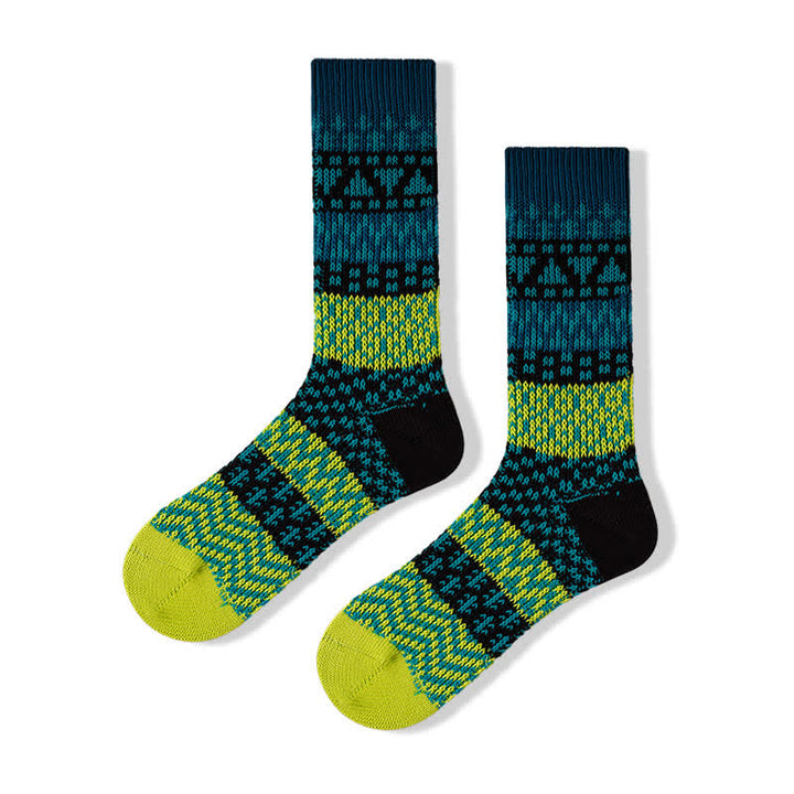 Calcetines de algodón a rayas con estampados étnicos coloridos