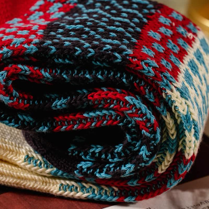 Calcetines de algodón a rayas con estampados étnicos coloridos