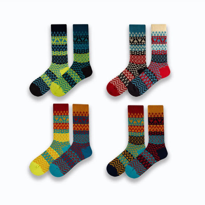 Calcetines de algodón a rayas con estampados étnicos coloridos