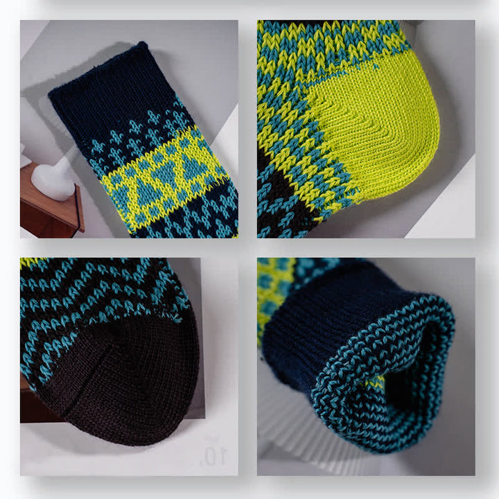 Calcetines de algodón a rayas con estampados étnicos coloridos