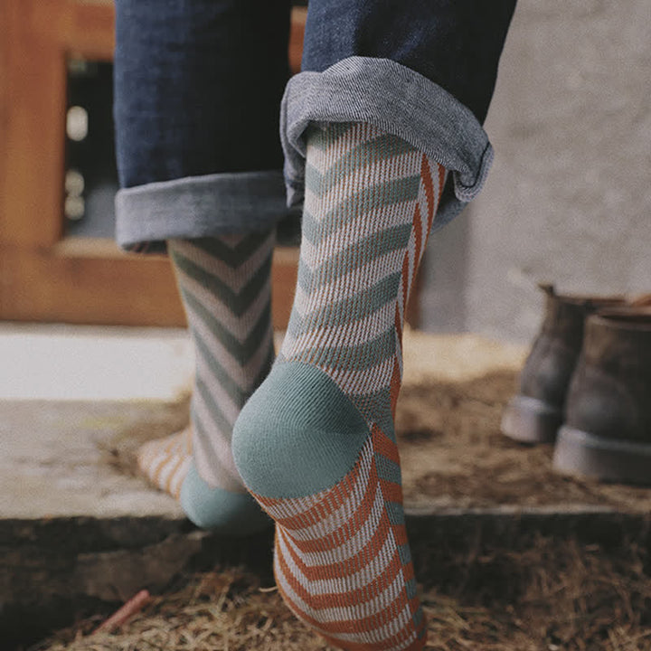 Calcetines de algodón con rayas y flechas en bloques de colores clásicos - image 4