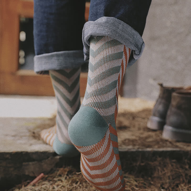 Calcetines de algodón con rayas y flechas en bloques de colores clásicos