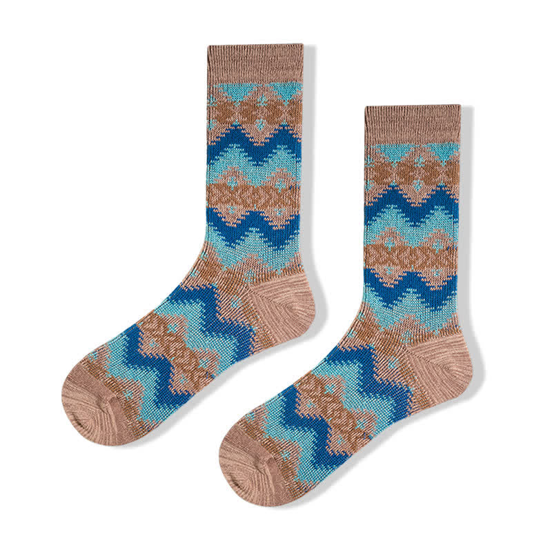 Calcetines de algodón con estampado de ondas tribales brillantes