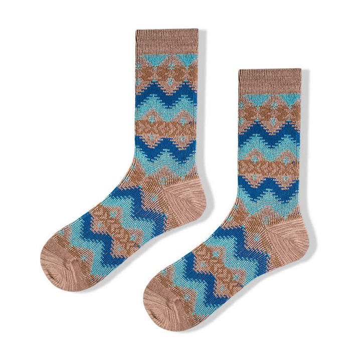 Calcetines de algodón con estampado de ondas tribales brillantes