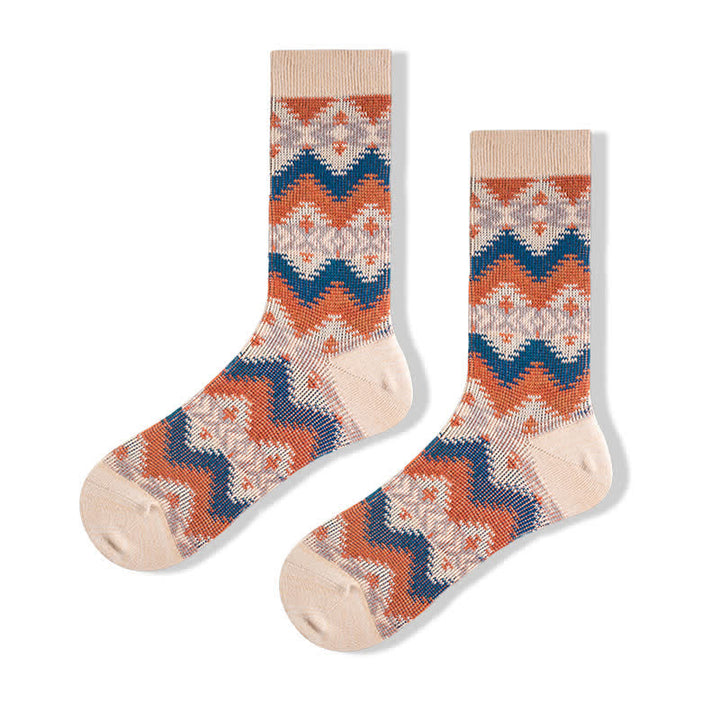 Calcetines de algodón con estampado de ondas tribales brillantes