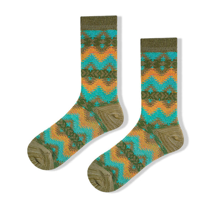 Calcetines de algodón con estampado de ondas tribales brillantes