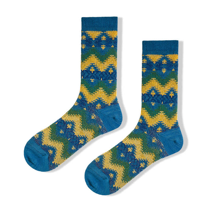 Calcetines de algodón con estampado de ondas tribales brillantes
