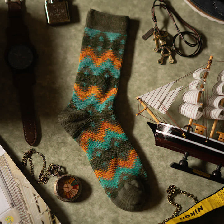 Calcetines de algodón con estampado de ondas tribales brillantes