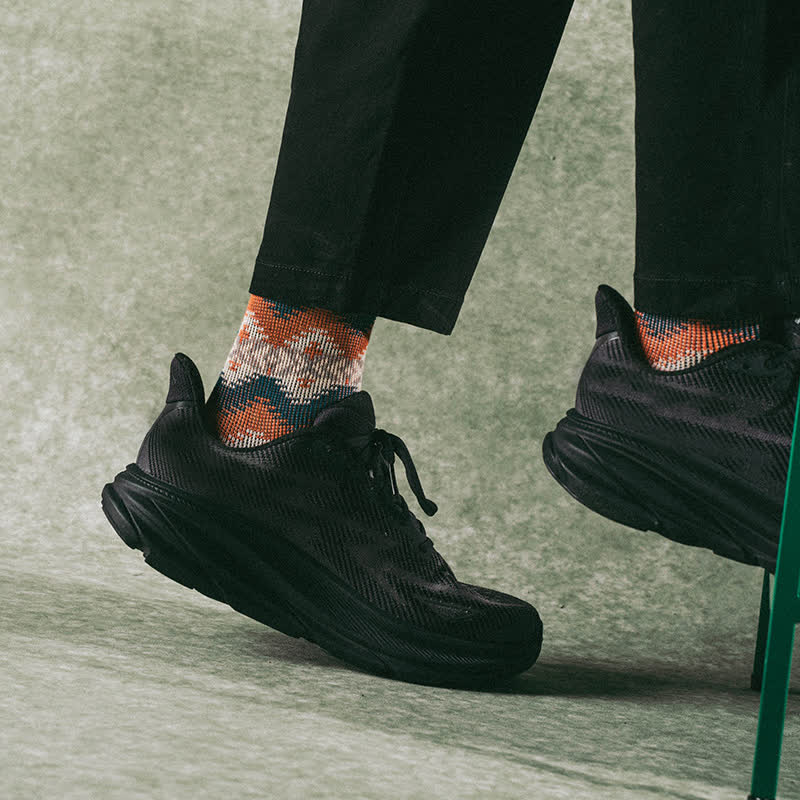 Calcetines de algodón con estampado de ondas tribales brillantes