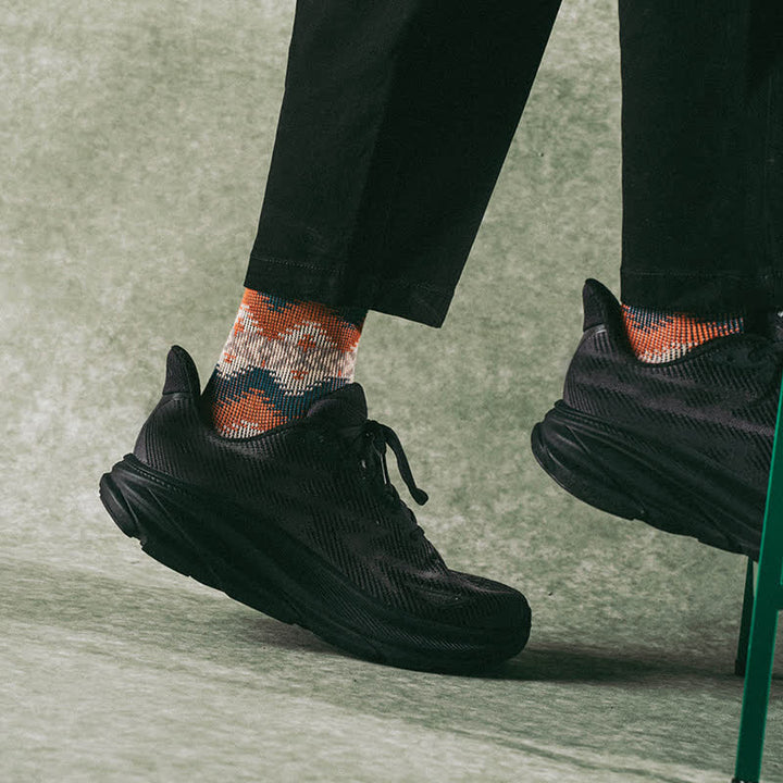 Calcetines de algodón con estampado de ondas tribales brillantes