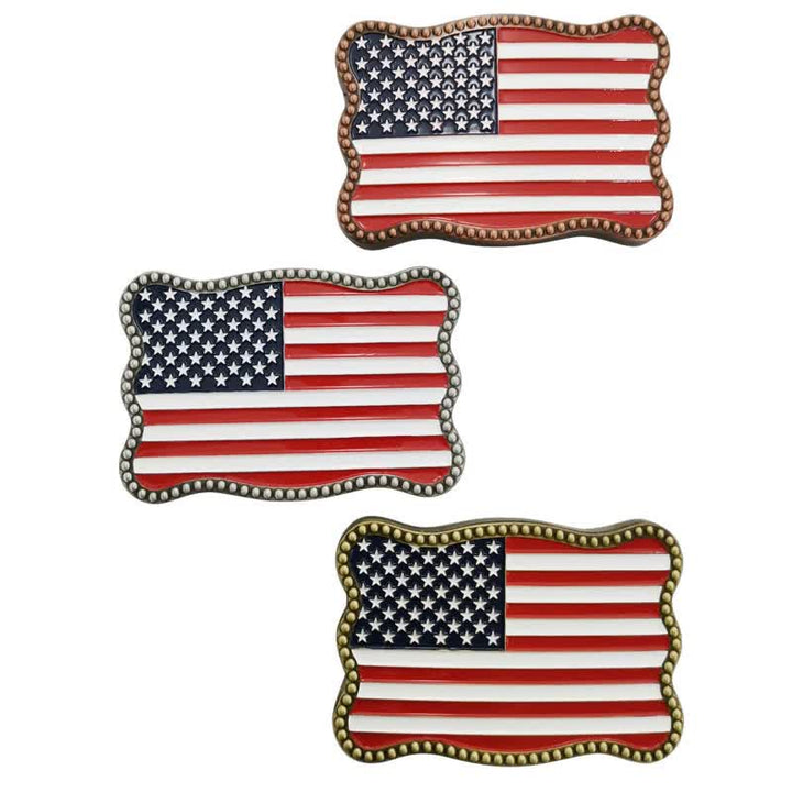 Cinturón de cuero con hebilla para billetera con diseño creativo de bandera estadounidense para hombre